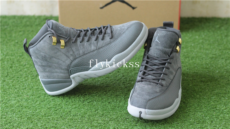 Authentic Air Jordan 12 Grey Suede